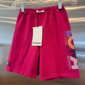 NWT MadHappy Local Optimist Run Club Biker Shorts in Magenta Peony